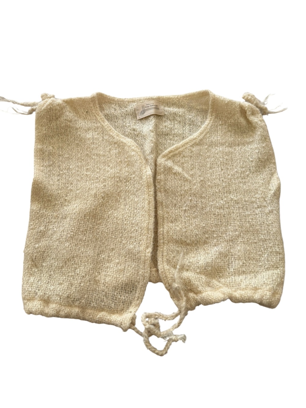 Handwoven One of a Kind Natural Yarn Drawstring Vest One Size